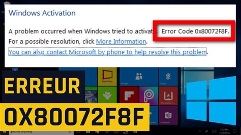 Erreur activation windows 7 0x80072f8f